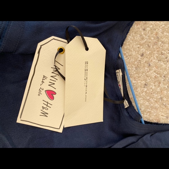 H&M Lanvin blue silk cocktail dress with ruffle - Picture 4 of 4